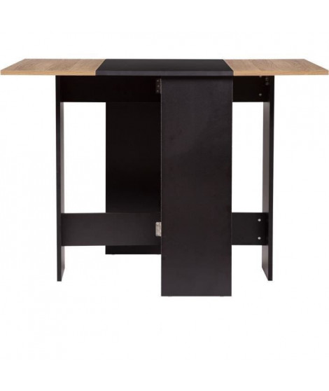 Table a manger pliable - En panneaux de particules avec décor papier - Noir et chene - VARDA