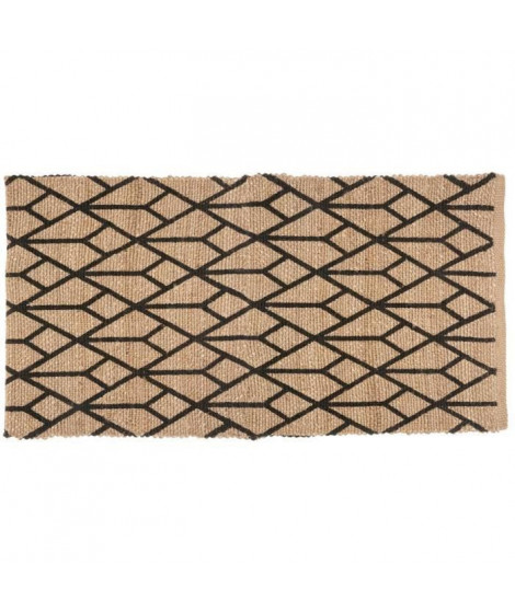 ATMOSPHERA Tapis jute imprimé Géométrique - 70x140 cm - Noir