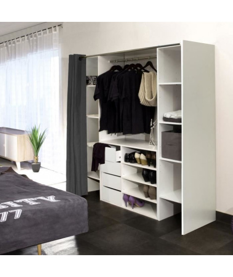 DRESS Kit dressing extensible 112-185 cm + rideau - Blanc et anthracite