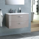 Ensemble Meuble de salle de bain 2 tiroirs + Vasque - Taupe - L 80,5 x P 46 x H 14 cm - BENT