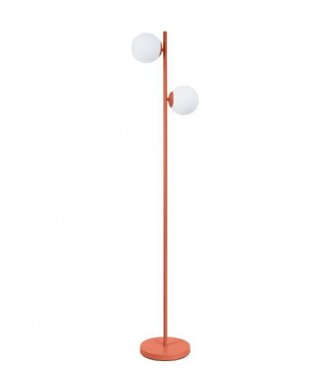 Lampadaire Abat jour 2 boules en verre - Terracotta - D 15 x H 13 cm - RETRO