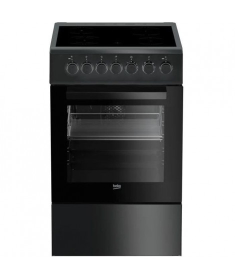 BEKO FSS57100GAC - Cuisiniere pose libre - 4 foyers vitrocéramiques - Four convection - 65 L - L 50 x H 85 cm - Gris anthracite