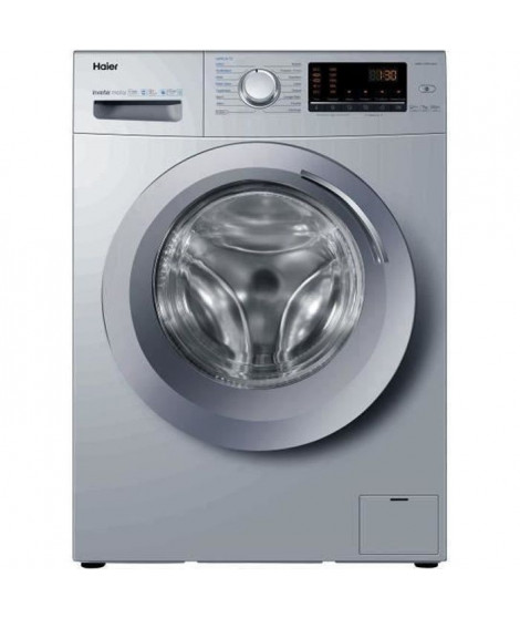 Lave-linge hublot HAIER HW07CPW14639N - 7 kg - Moteur Induction - 1400 tours/min - Silver