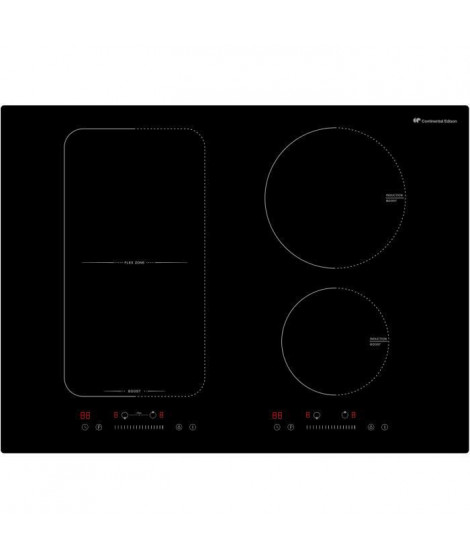 CONTINENTAL EDISON - Table de cuisson induction 4 zones FLEXZON - 7200W - largeur 70 cm