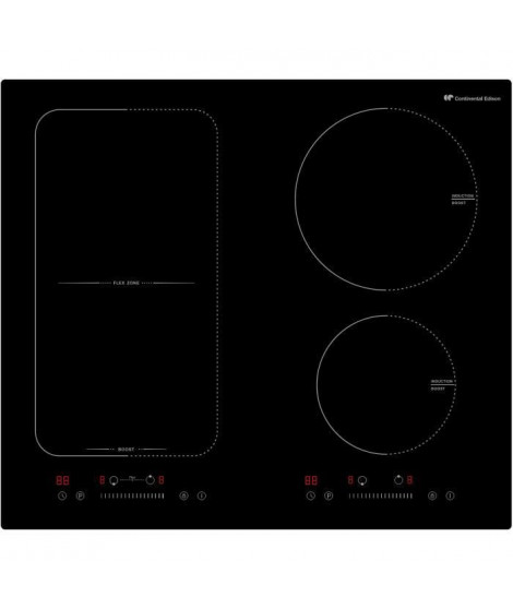 CONTINENTAL EDISON - Table de cuisson induction 4 zones FLEXZON - 7200W - largeur 60 cm