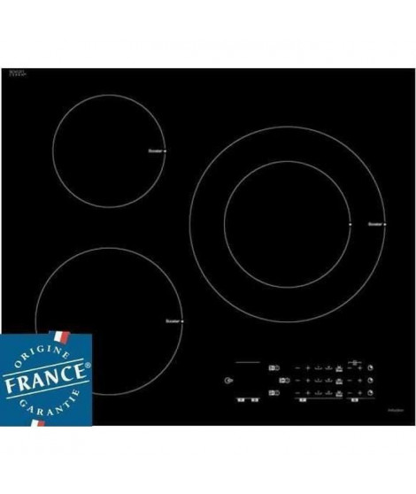 SAUTER SPI6361B - Table de cuisson induction - 3 zones - 7200 W - L 60 x P 52 cm - Revetement verre - Noir