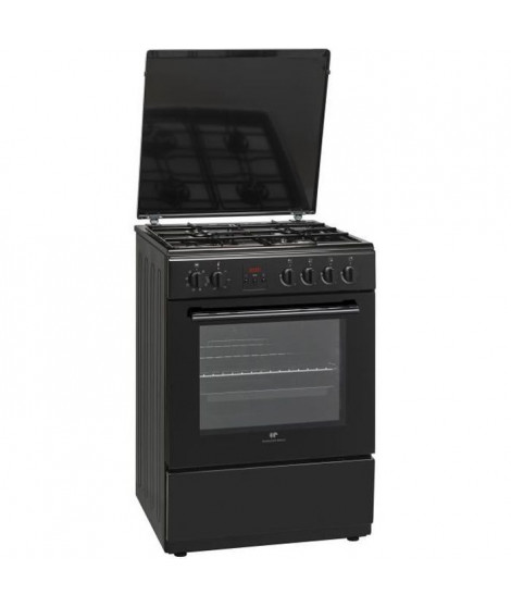 CONTINENTAL EDISON - CECG6065FCB - Cuisiniere mixte - 4 feux  gaz - four électrique 65L - L60cm - Noir