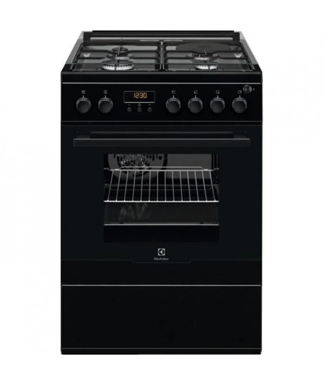 ELECTROLUX EKM66700OK Cuisiniere mixte - 3 foyers gaz et 1 électrique - 54 L - A - L 60 cm - Noir