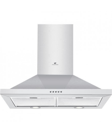 CONTINENTAL EDISON HP60IX - Hotte pyramide 60 cm, inox, évacuation/recyclage, débit d'air 620m3/hr, 3 vitesses,67 dB, C