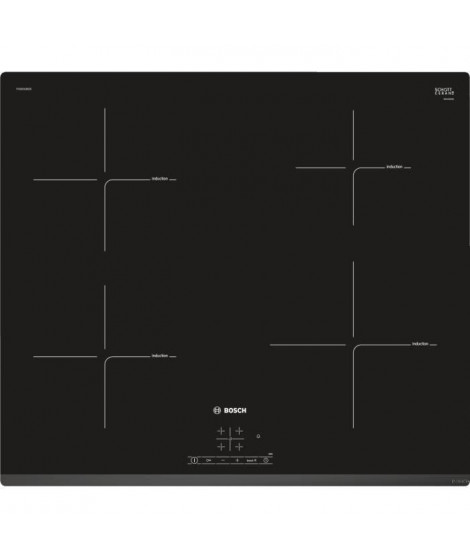 BOSCH PUE631BB1E table cuisson induction - 4 foyers - 4600W - L59,2 x P52,2cm - Revetement verre - Noir