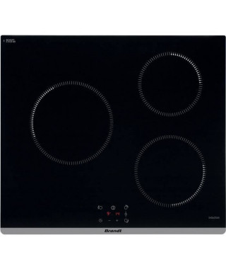 BRANDT TI360B - Table de cuisson induction - 3 foyers - 2400W -  59x52cm - Vitrocéramique - Noir