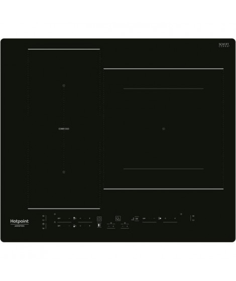 HOTPOINT HB2760BNE - Table de cuisson induction - 3 zones - 7200W total - L 59 cmX P 51 cm - Noir