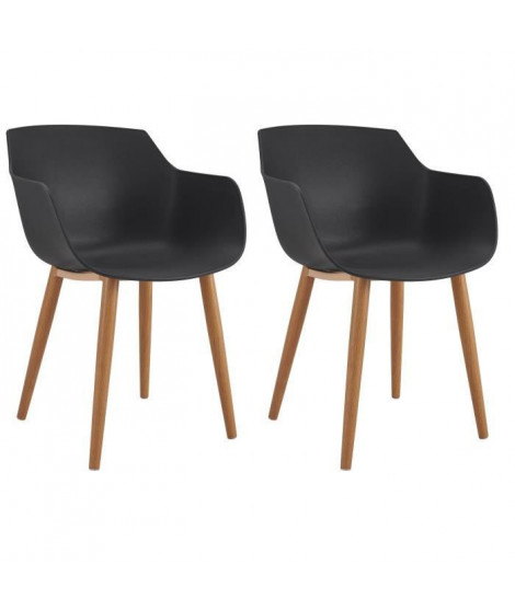 THEA Lot de 2 chaises de salle a manger - Style scandinave - Noir - L 56 x P 57 x H 79 cm