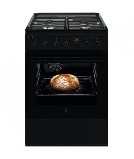 ELECTROLUX LKM624011K - Cuisiniere mixte gaz/électrique 4 foyers - Four chaleur brassée - Catalyse - 58L - Classe A - Noir