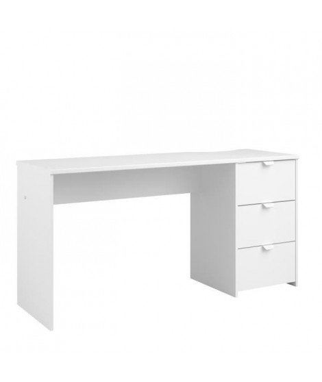 PARISOT Bureau 3 tiroirs - Décor blanc - L 150 x P 49 x 75 cm - ESSENTIELLE