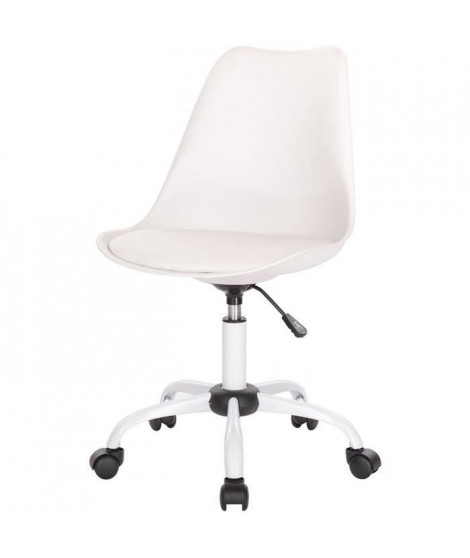 WINONA Chaise de bureau ajustable - Blanc - L 48 x P 54 x H 80 / 90 cm