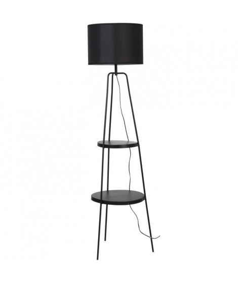 Lampadaire en métal - Abat jour en tissu,Noir - L 45 x P 45 x H157 cm - RONDO