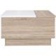 Table basse - Décor chene sonoma et blanc mat - 2 abattants avec rangement - L 80 x P 80 x H 45 cm - JOWITA
