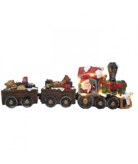 Train du pere Noël avec jouets lumineux - 6,8 x 19 cm