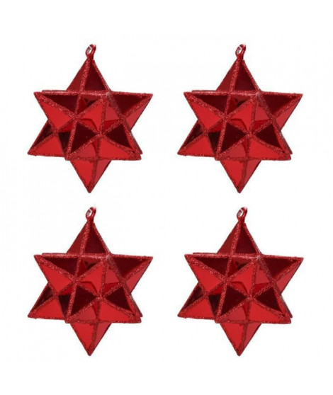 Lot de 4 Etoiles de Noël en PVC Rouge 7 cm