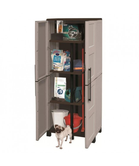 SOGENEX Armoire de rangement haute en résine 3 tablettes avec porte balai