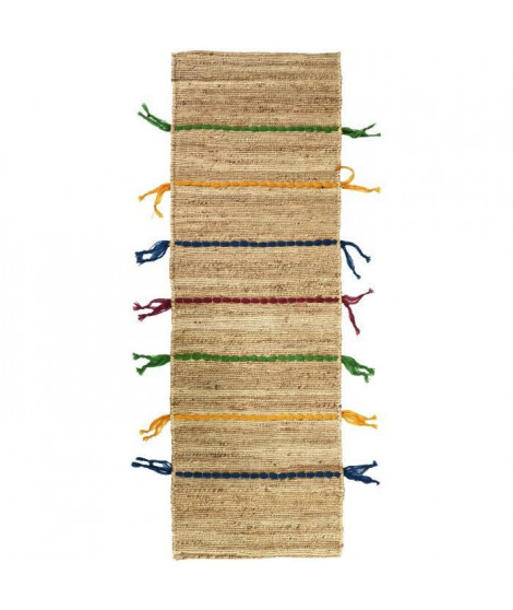 ALECTO Tapis Jute Lignes colorées 50x150 cm