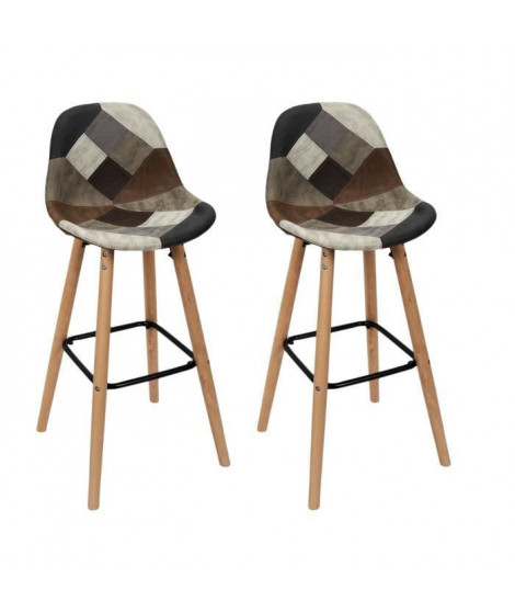 Lot de 2 Tabourets de bar - Simili - PATCHWORK