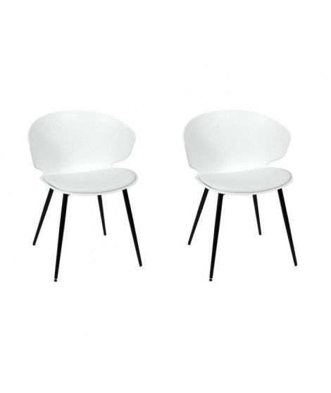 BRIGHTON Lot de 2 Chaises rembourées -  Plastique blanc - L 49 x P 56 x H 79 cm