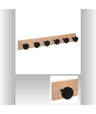 Patere en bois 6 tetes - Noir