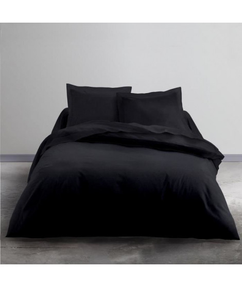 TODAY Parure de lit Coton 2 personnes - 200x200 cm - Uni Noir Sacha