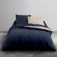TODAY Parure de lit Coton 2 personnes - 240x260 cm - Bicolore Bleu et Beige Jules
