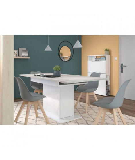 PARISOT Be Alive Table a manger extensible - Décor béton et blanc brillant - L18