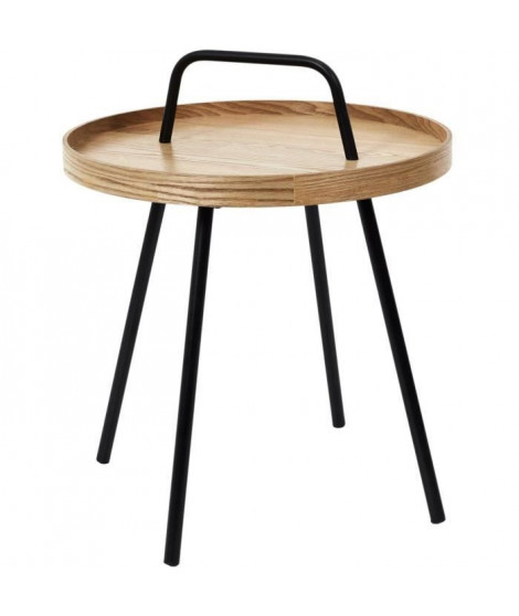 Table basse rond avec poignée Indus M1 - Beige et noir - Style industriel - Sur pied - CMP