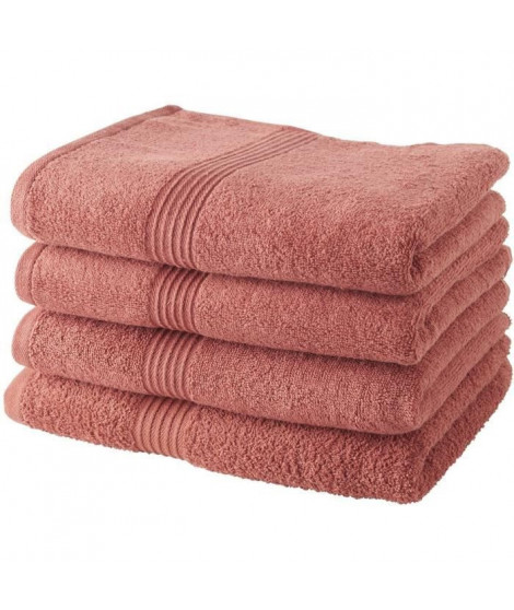 TODAY Lot de 4 Serviettes de Bain 100% coton - 50x100 cm - Terracotta