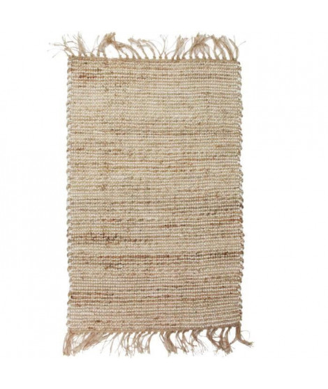 INDIRA Tapis de salon ou chambre - Jute et coton - 120x170 cm - Naturel