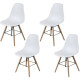 Lot de 4 chaises blanc pieds bois - L 47 x P 52 x H 83 cm - OLAF