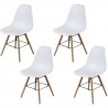Lot de 4 chaises blanc pieds bois - L 47 x P 52 x H 83 cm - OLAF