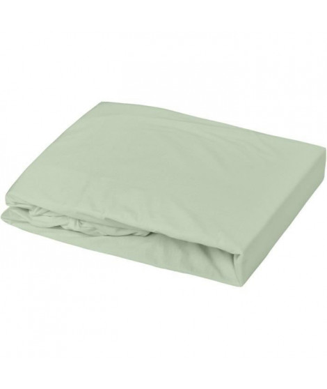 Domiva Drap housse + Alese - 70 x 140 cm - 100% coton - Blanc/Vert de gris