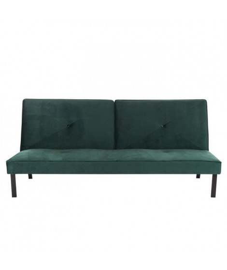 LYNN Banquette clic clac 3 places - Tissu vert - L 190 x P 92 x H 87 cm