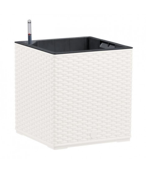 PoeTIC - Bac Casa Mesh carré 30 blanc - L 29,9 x l 29,9 x h 31,3 cm 12L - avec réserve d'eau