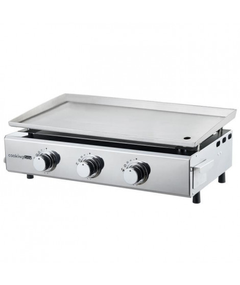 Plancha a gaz - 3 feux - BRASILIA - Tout inox - Surface cuisson - 67 x 34 cm