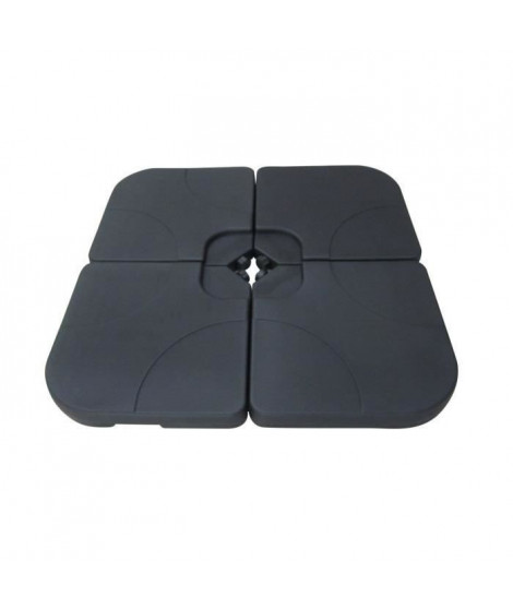 Lot de 4 dalles 15 L a lester pour parasol  - 50 x 50 x 7 cm - HDPE - Noir