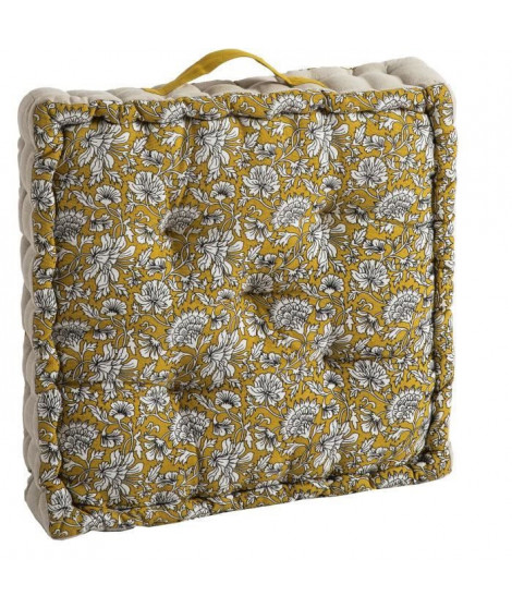 Coussin de sol Udaipur - Jaune - 100% coton - 45 x 45 x 10 cm - DEKO