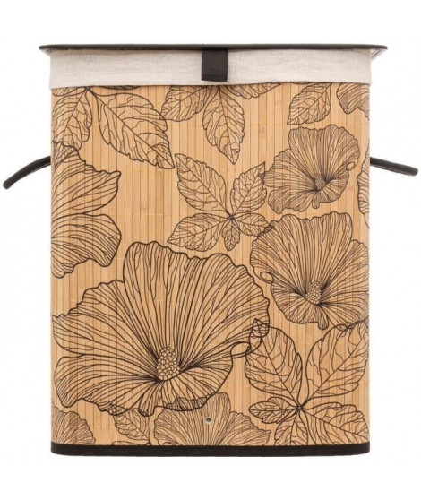 Panier a linge - Marron et beige - Bambou - L. 41,5 x P. 30 x H. 50 cm