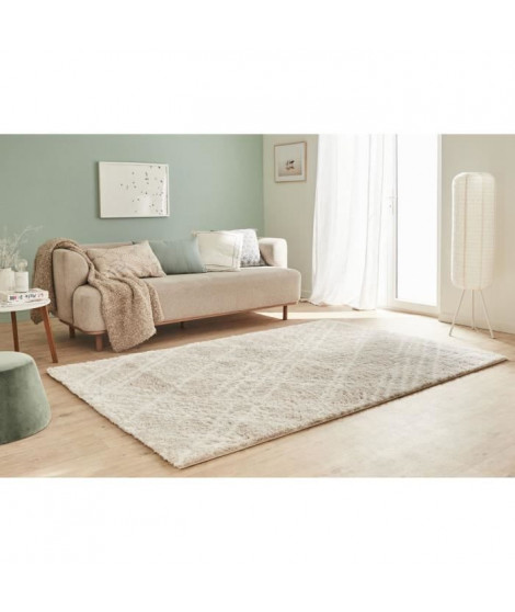 Tapis shaggy doux Oslo 668 - Beige - 100% polyester - 80 x 150 cm - Intérieur - NAZAR