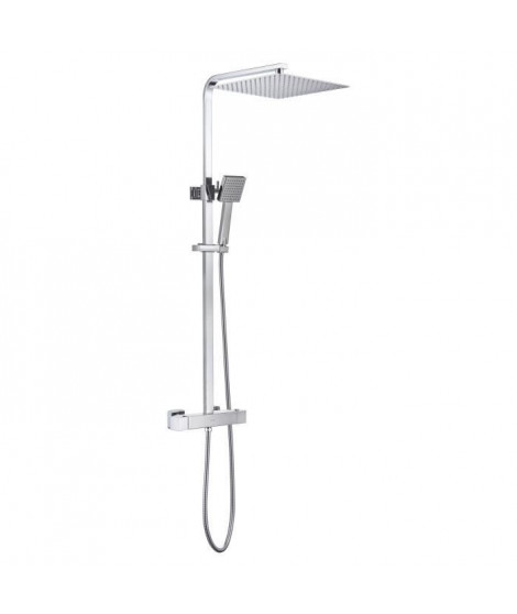 Colonne de douche OCEANIC - Mitigeur thermostatique a corps froid - Pomme haute carrée 30x30 cm - Chrome