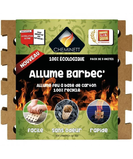 CHEMINETT Allume feu carton Allume Barbec' 100% carton recyclé - Lot de 5