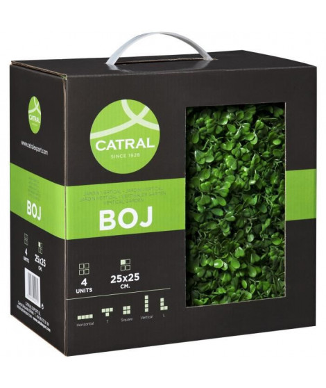 CATRAL - Lot 4 carreaux pour jardin vertical buis - 25 cm x 25 cm