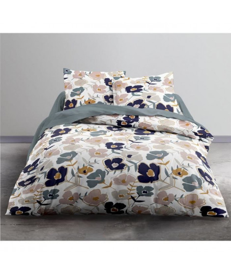 Parure de lit Crazy 2.1 - 2 personnes - 220 x 240 cm - Polyester - Blanc Motif Floral - TODAY