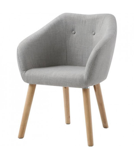 Fauteuil CANDY - Tissu polyester gris clair- Scandinave - L 42 x P 60 x H 79 cm